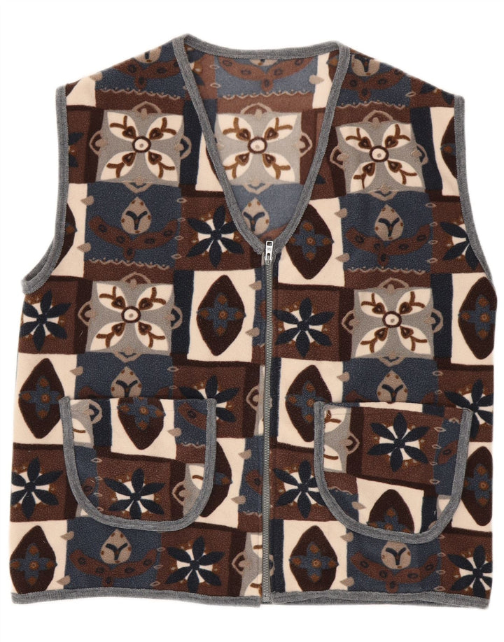 Gilet in pile vintage da uomo UK 40 grande patchwork multicolore