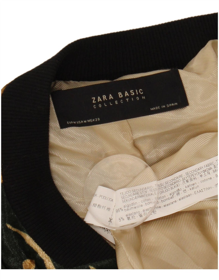 Giubbotto bomber da donna ZARA UK 14 cotone floreale verde medio