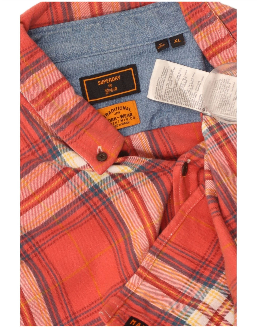 Camicia da uomo in flanella Superdry XL in cotone a quadri rossi