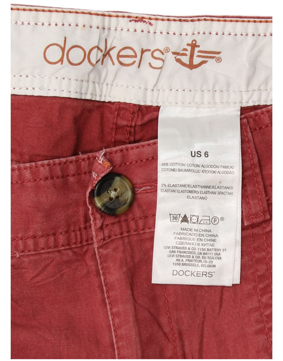 DOCKERS Pantaloni chino slim da donna US 6 medi W30 L30 cotone rosa