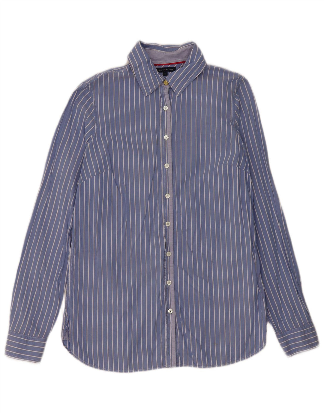 Camicia da donna Tommy Hilfiger US 6 cotone gessato blu medio