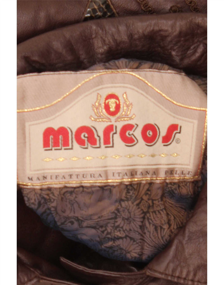 Cappotto oversize in pelle da donna Marcos IT 40 piccolo in pelle marrone