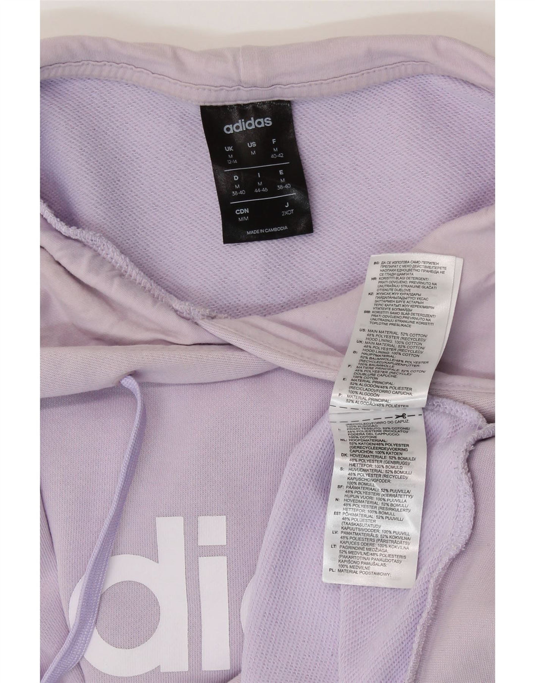 Maglione con cappuccio grafico da donna ADIDAS UK 12/14 Cotone viola medio