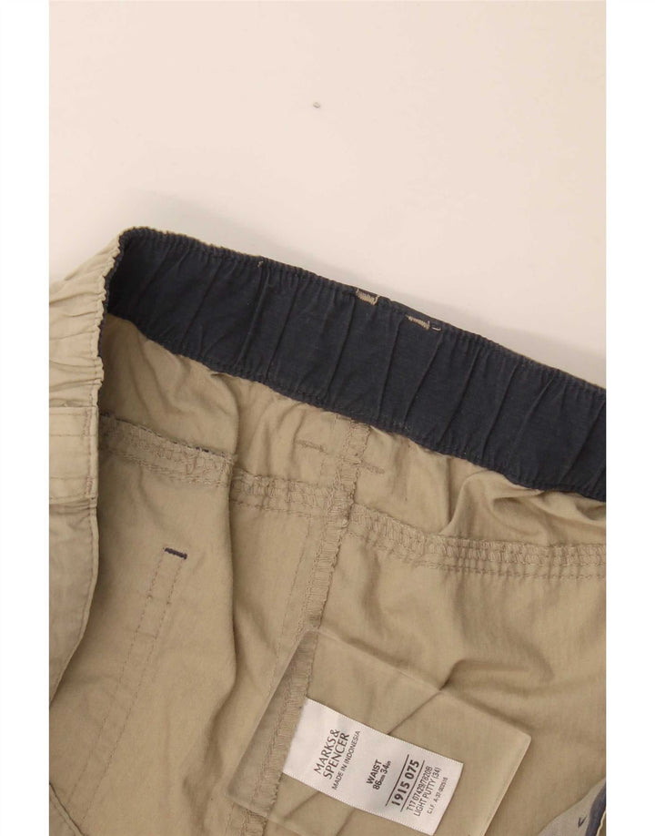 Pantaloncini cargo da uomo Marks & Spencer W34 grandi in cotone beige