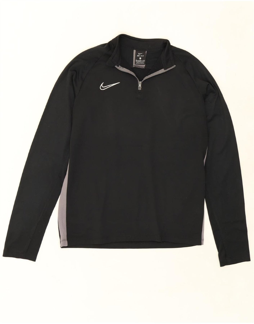 NIKE Boys Zip Neck Pullover Tracksuit Top 13-14 Years XL Black Colourblock Vintage Nike and Second-Hand Nike from Messina Hembry 