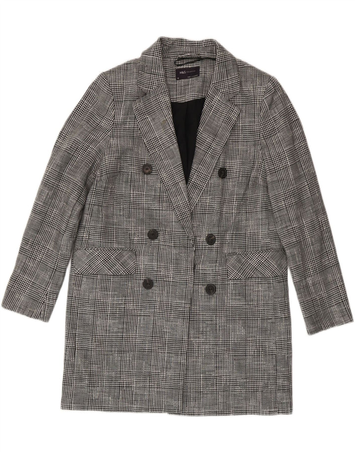 Cappotto doppiopetto da donna Marks & Spencer UK 10 piccolo grigio a quadri
