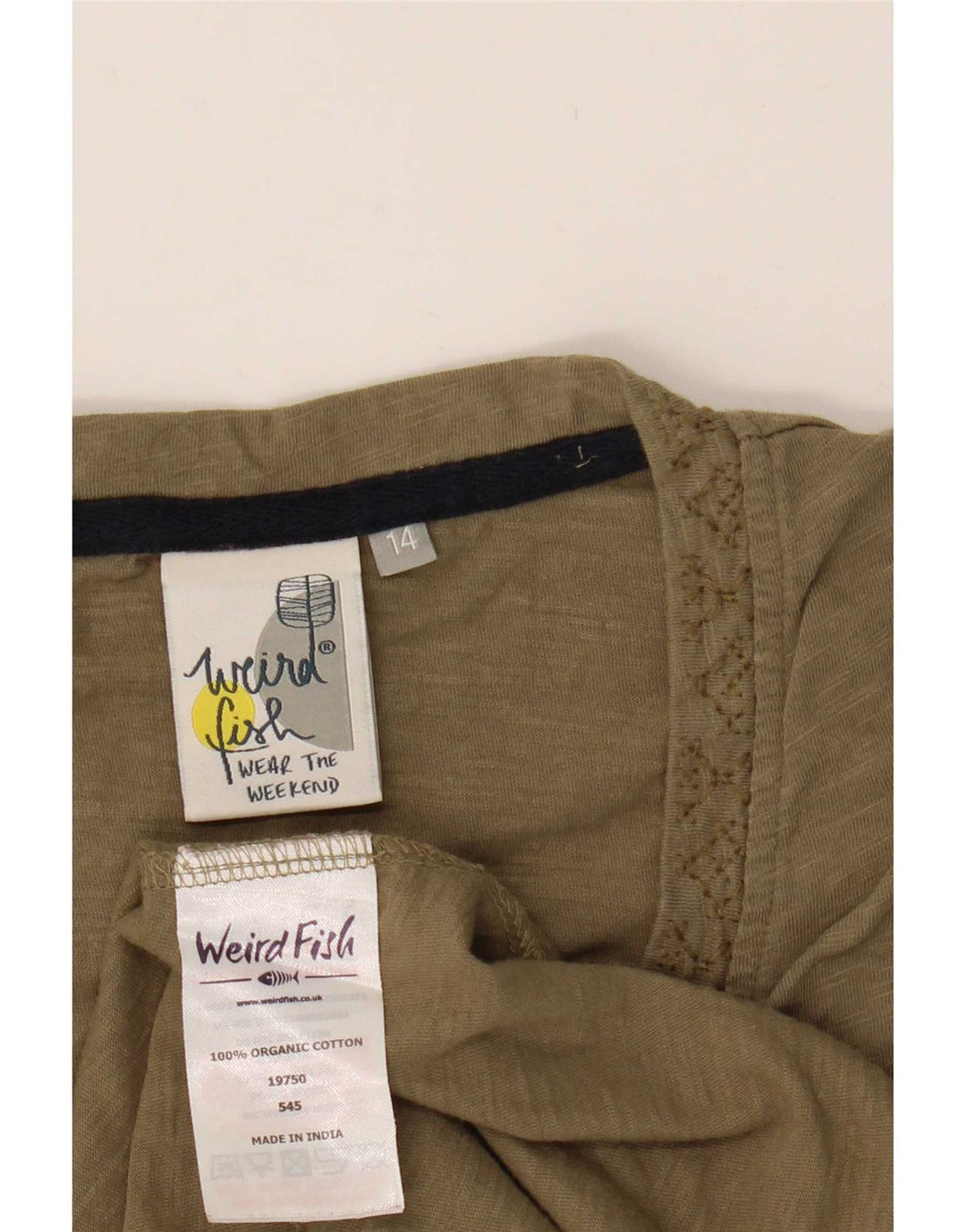 Canotta da donna Weird Fish UK 14 cotone kaki medio