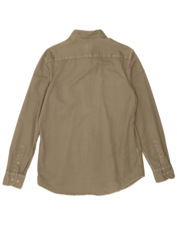 Camicia da uomo Massimo Dutti in cotone kaki medio