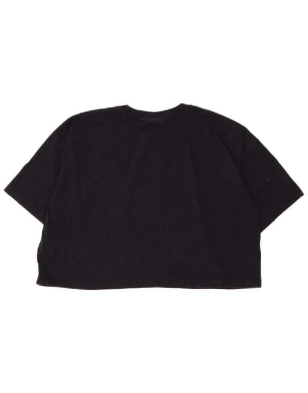 T-shirt grafica oversize corta da donna Champion Top UK 10 piccola in cotone nero