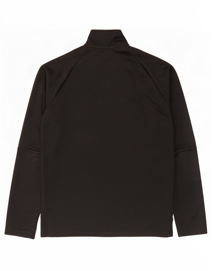 Top della tuta da ginnastica Adidas Climalite con zip e collo da uomo, colore nero medio