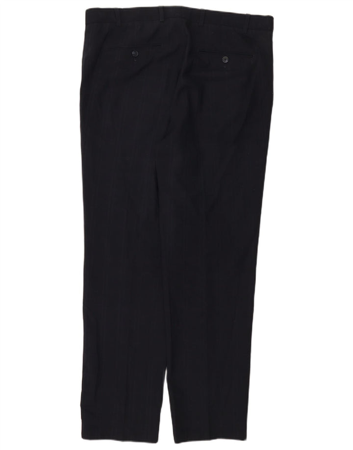 Pantaloni da abito su misura da uomo Marks & Spencer W36 L31 gessato blu navy