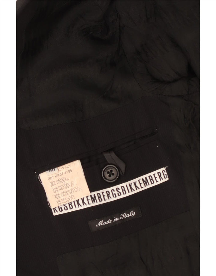 BIKKEMBERGS Giacca Blazer a 2 Bottoni da Uomo IT 50 Large Nera in Viscosa