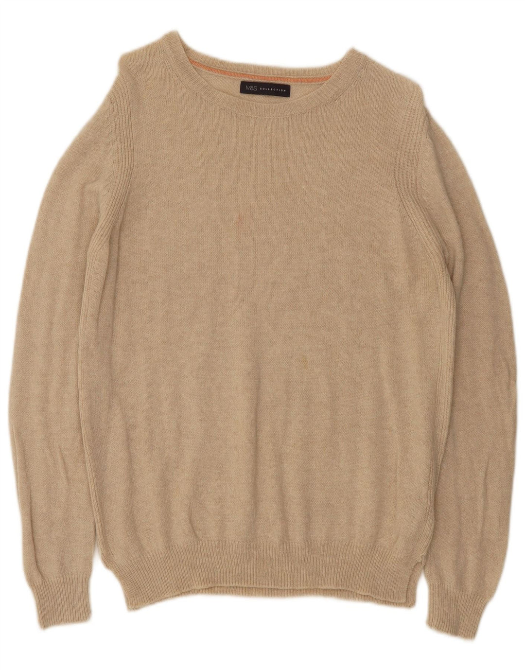 Maglione da donna Marks & Spencer con scollo a barca UK 14 Large Beige Lana