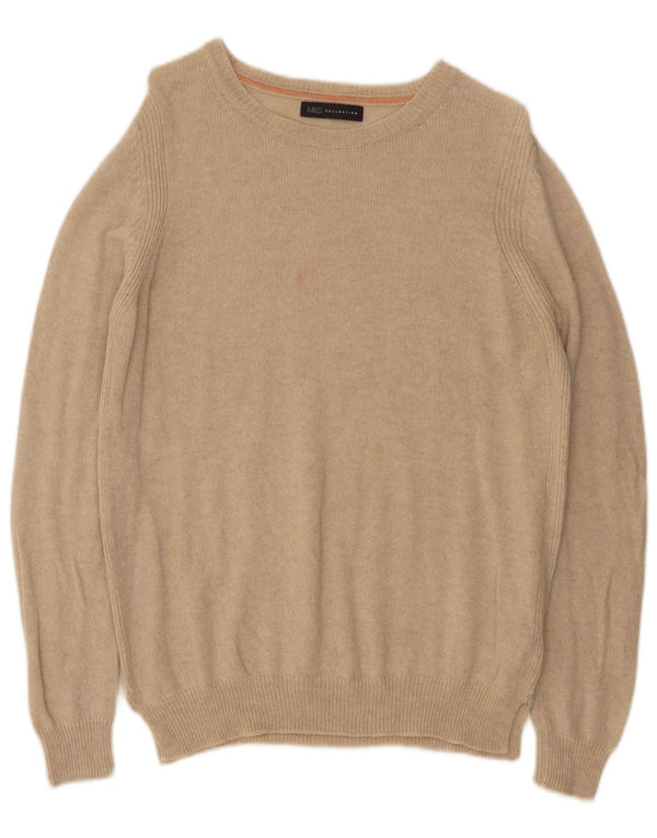 Maglione da donna Marks & Spencer con scollo a barca UK 14 Large Beige Lana