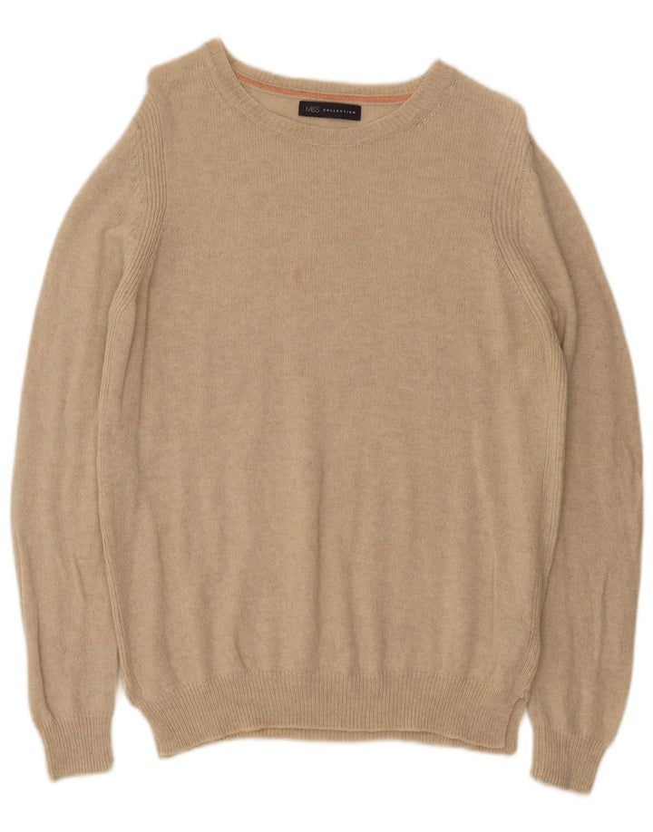 Maglione da donna Marks & Spencer con scollo a barca UK 14 Large Beige Lana