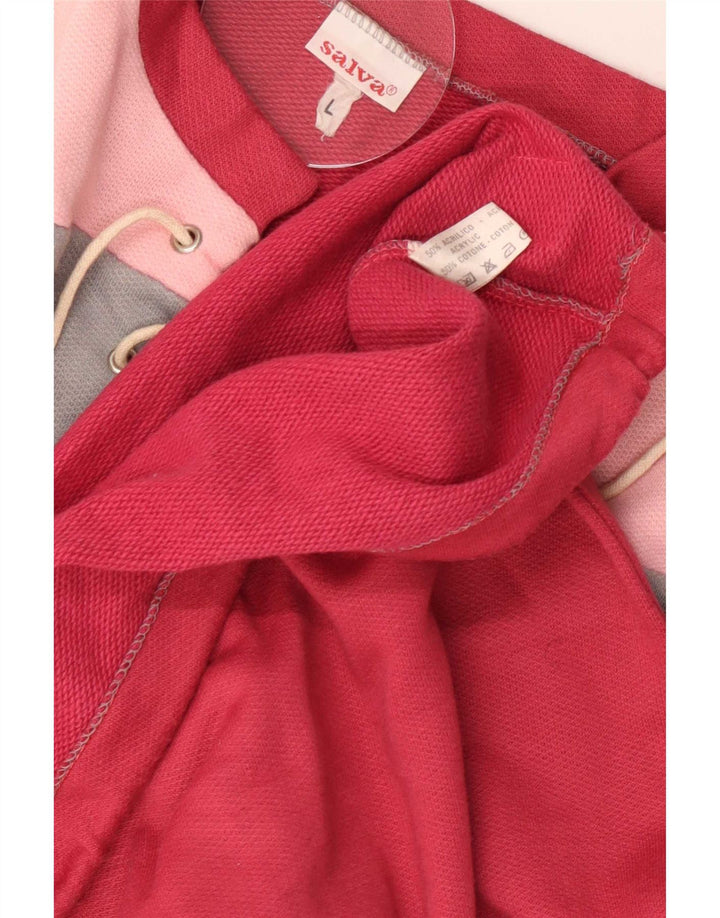 Felpa oversize da donna vintage maglione UK 16 grande blocco di colore rosso