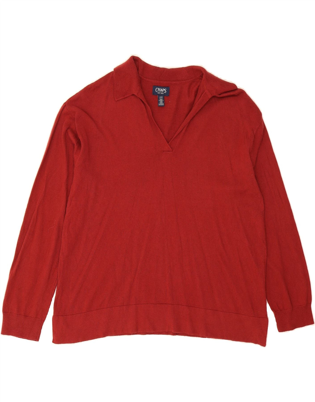 CHAPS Womens Polo Neck Jumper Sweater UK 16 Large Red Cotton Vintage Chaps and Second-Hand Chaps from Messina Hembry 