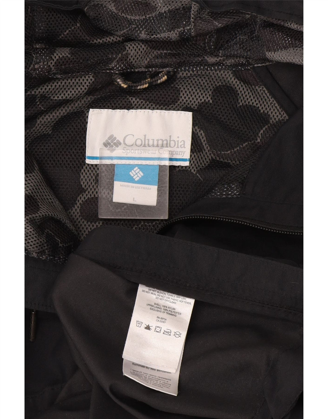 Giacca antipioggia Columbia da uomo con cappuccio e pullover UK 40 grande nylon grigio