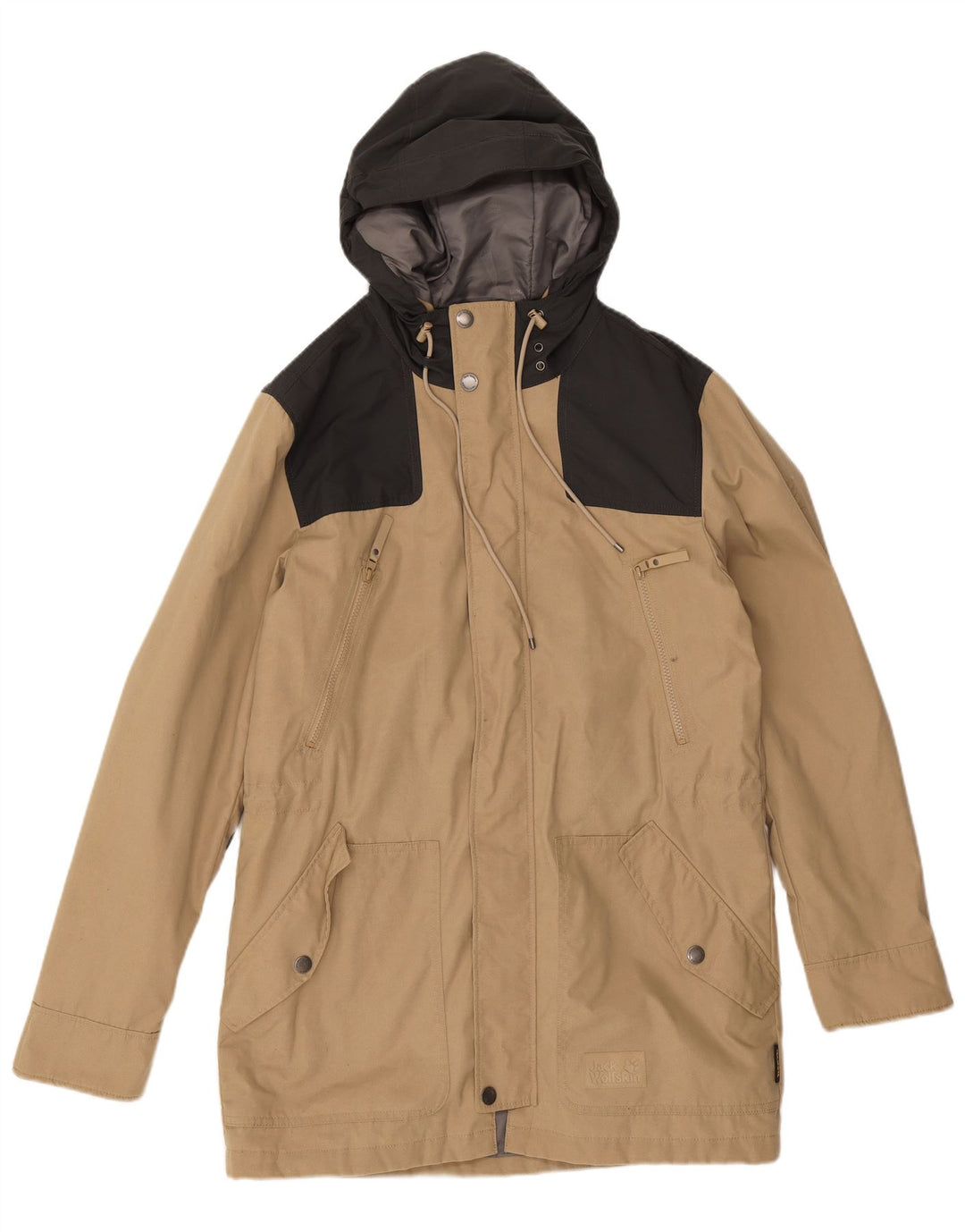 Giacca parka con cappuccio da uomo Jack Wolfskin UK 36/38 Colorblock beige medio