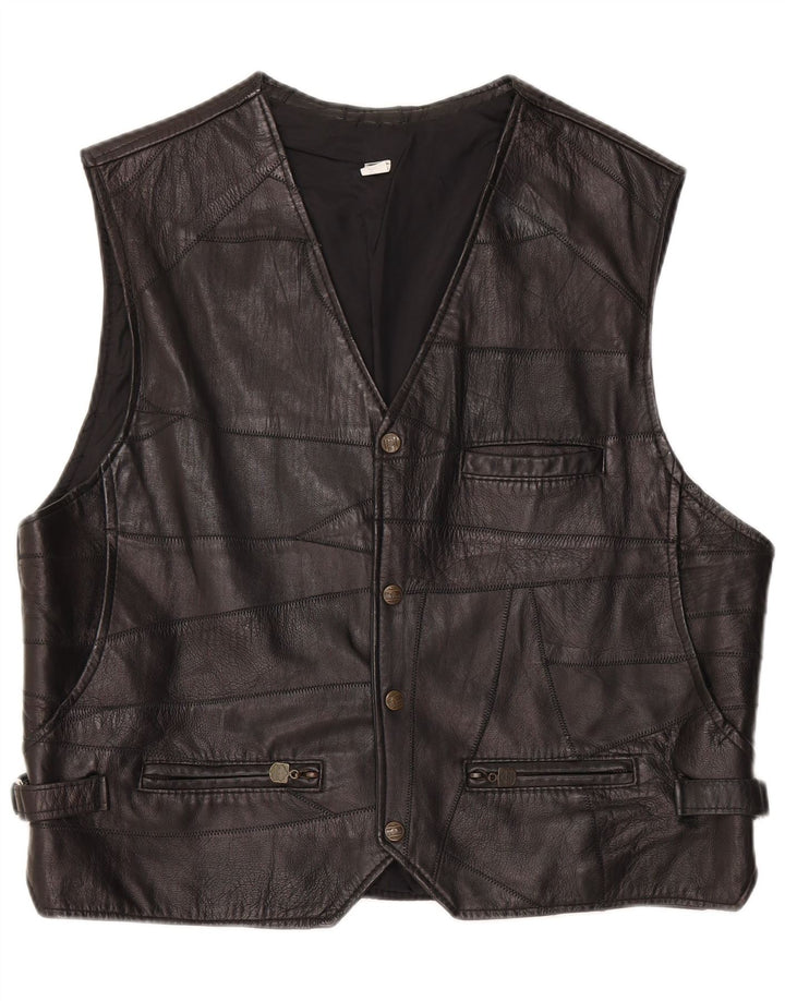 Gilet in pelle da uomo VINTAGE XL Nero
