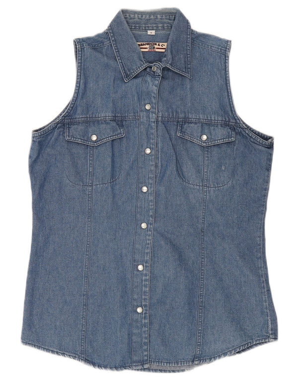 Camicia di jeans senza maniche da donna Brandon & C UK 14 Blu medio