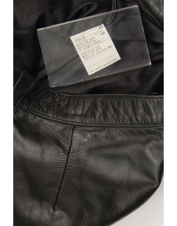 Pantaloni vintage in pelle bootcut da donna IT 44 medi W28 L30 in pelle nera