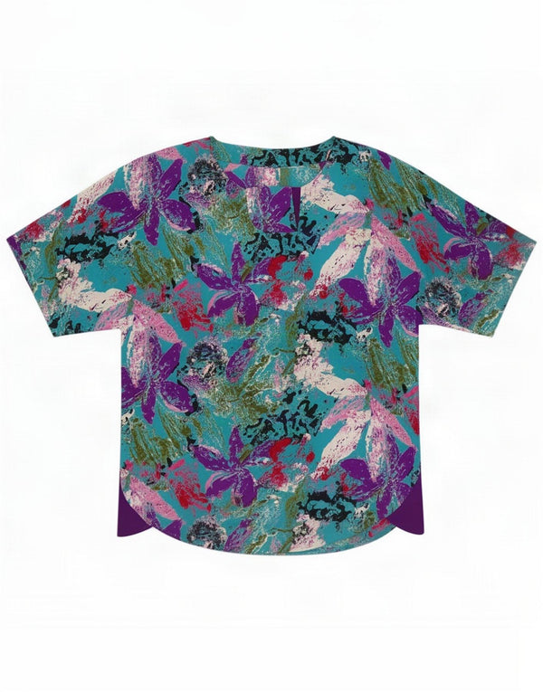 Camicetta vintage da donna UK 18 XL Poliestere floreale multicolore