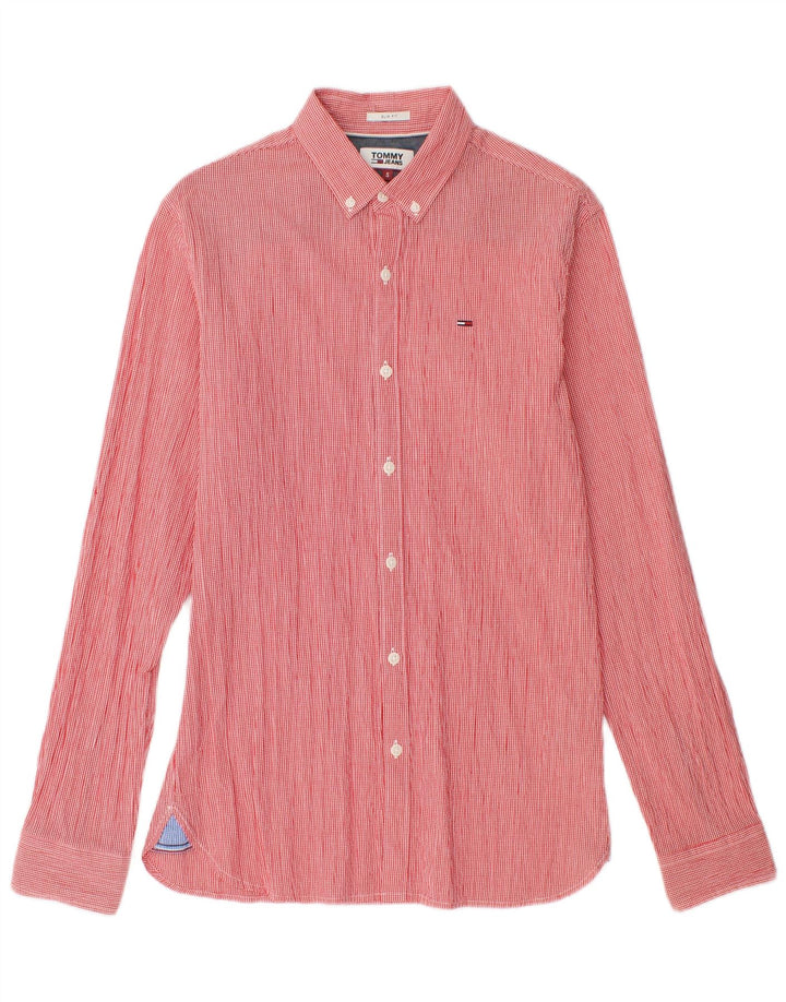 TOMMY HILFIGER Camicia slim fit da uomo piccola in cotone a righe rosse