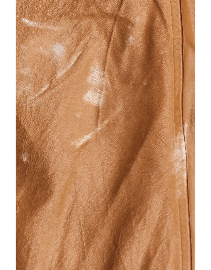 Cappotto in pelle vintage da uomo IT 50 grande in pelle marrone