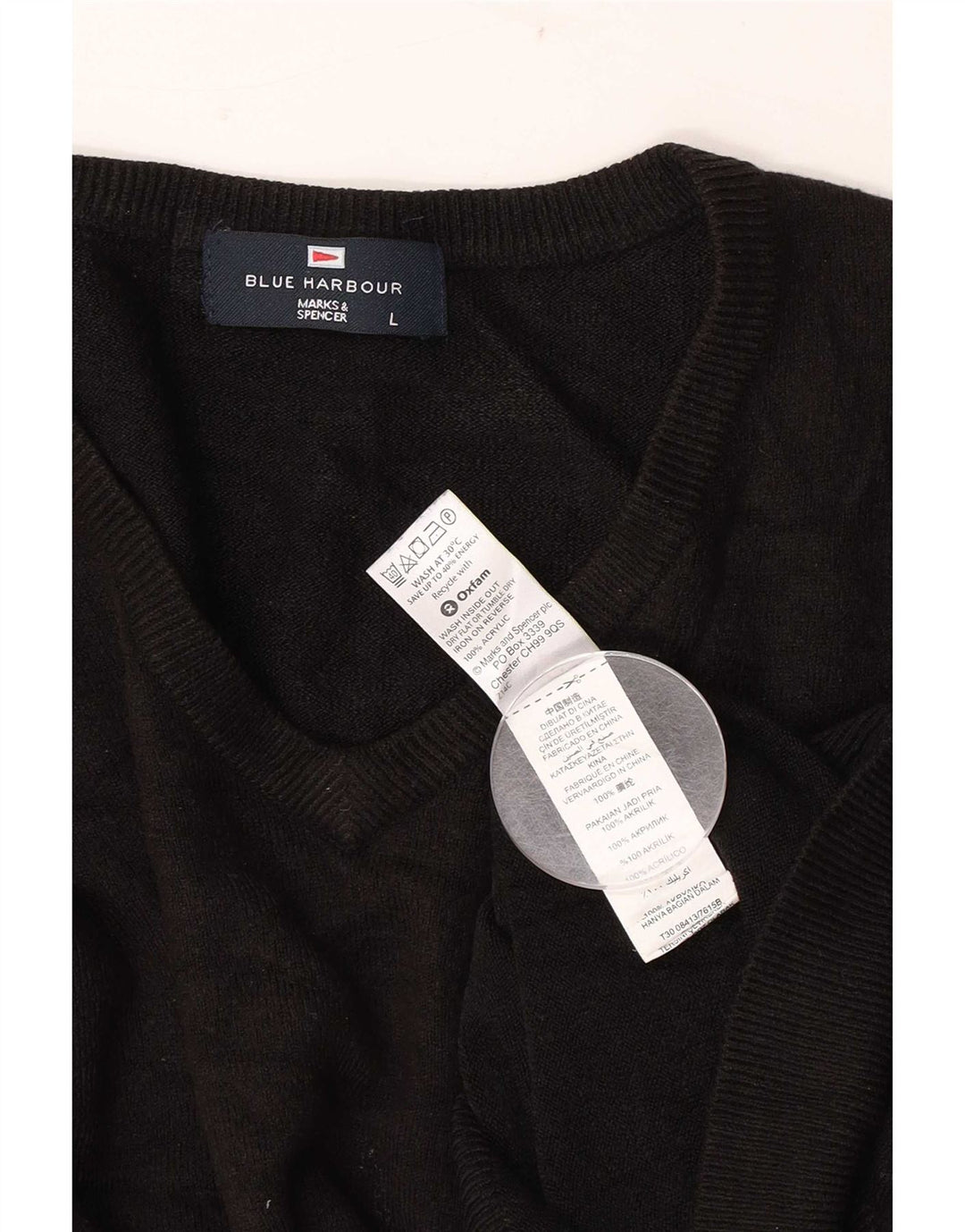 Maglione da uomo Marks & Spencer Blue Harbour con scollo a V grande acrilico nero