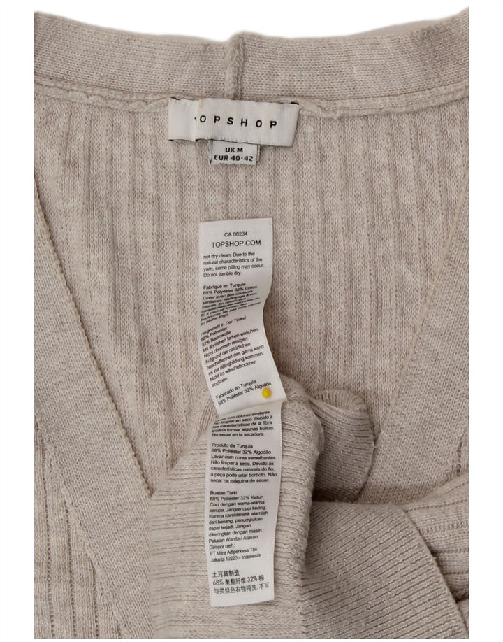Maglione cardigan oversize corto da donna Topshop UK 14 Poliestere grigio medio