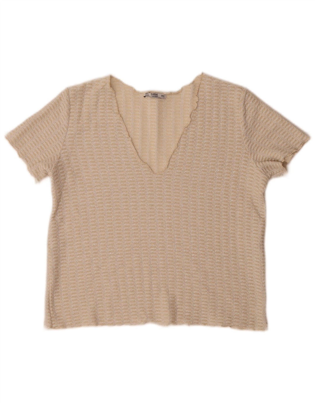 Top corto in maglia lavorato a maglia Zara da donna UK 14 Beige medio screziato
