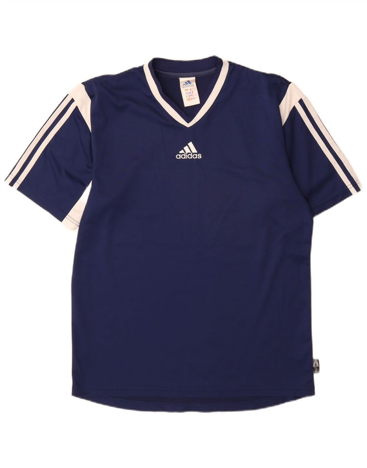 T-shirt Adidas Climalite da uomo Top piccola in poliestere color block blu navy