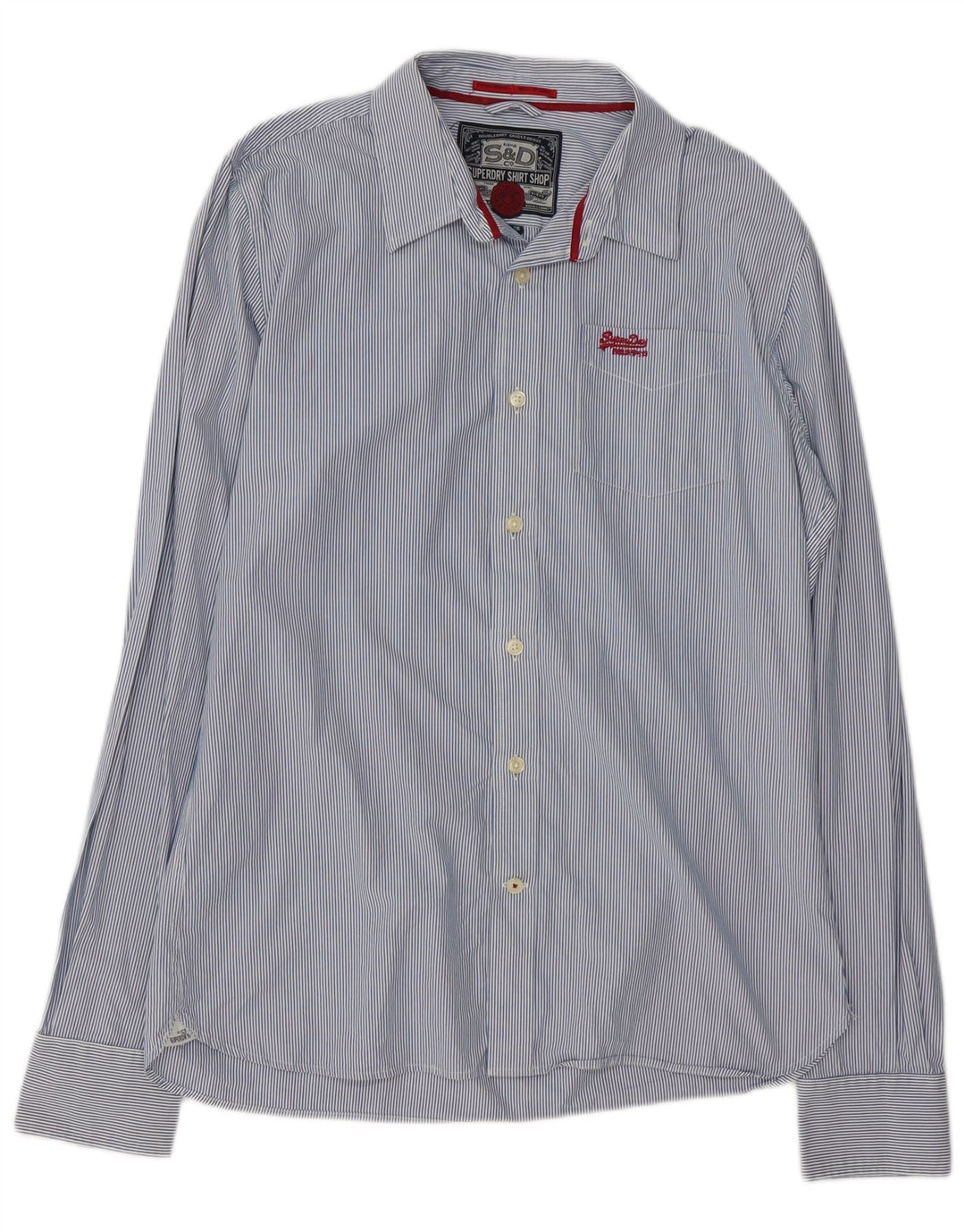 Camicia da uomo Superdry 2XL cotone gessato blu