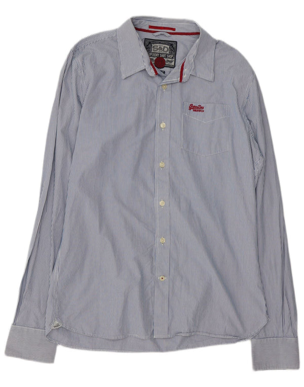 Camicia da uomo Superdry 2XL cotone gessato blu