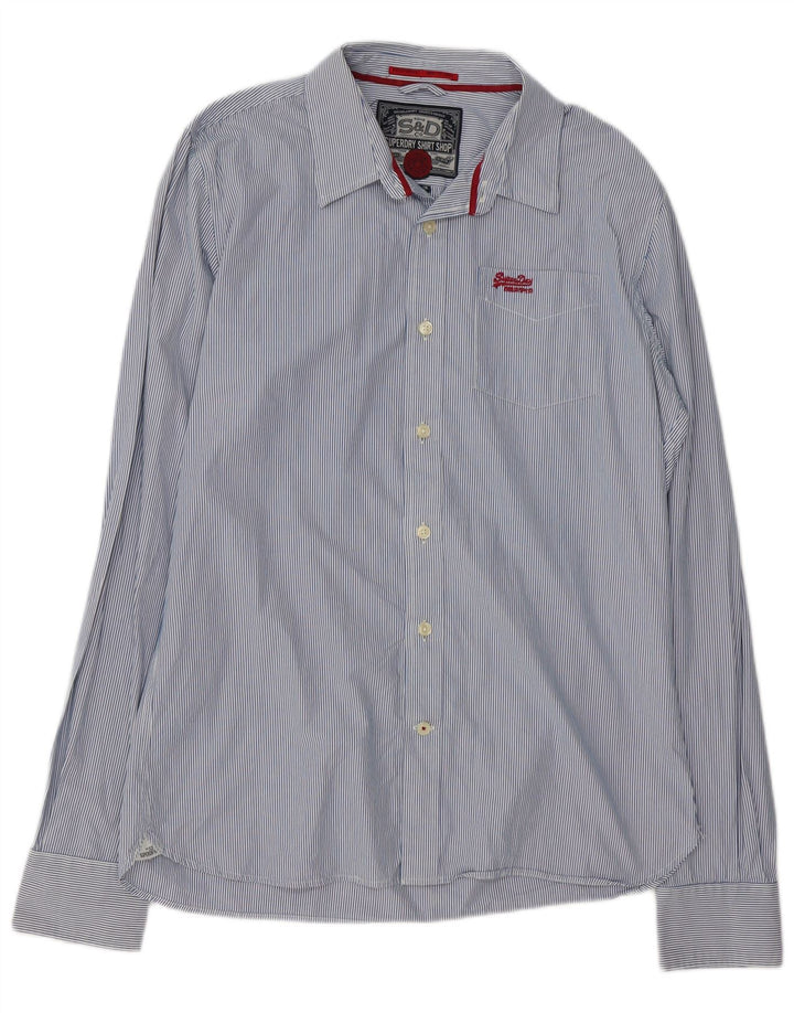 Camicia da uomo Superdry 2XL cotone gessato blu