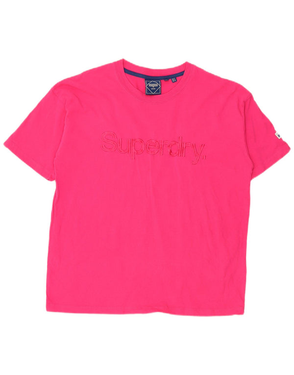 T-shirt grafica da donna a maniche corte Superdry UK 8 Small poliestere rosa