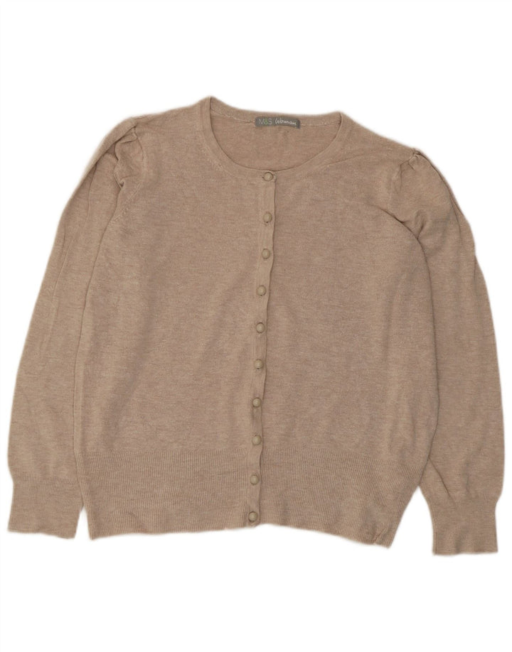 Maglione cardigan corto da donna Marks & Spencer UK 12 Viscosa beige medio