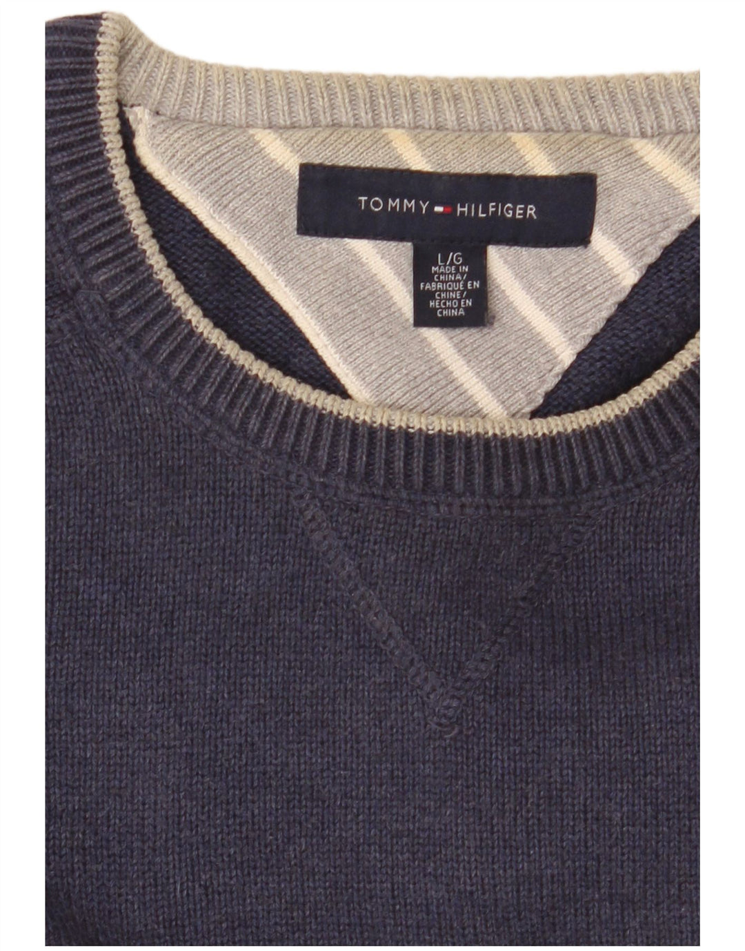 Maglione maglione girocollo da uomo Tommy Hilfiger grande blu navy classico