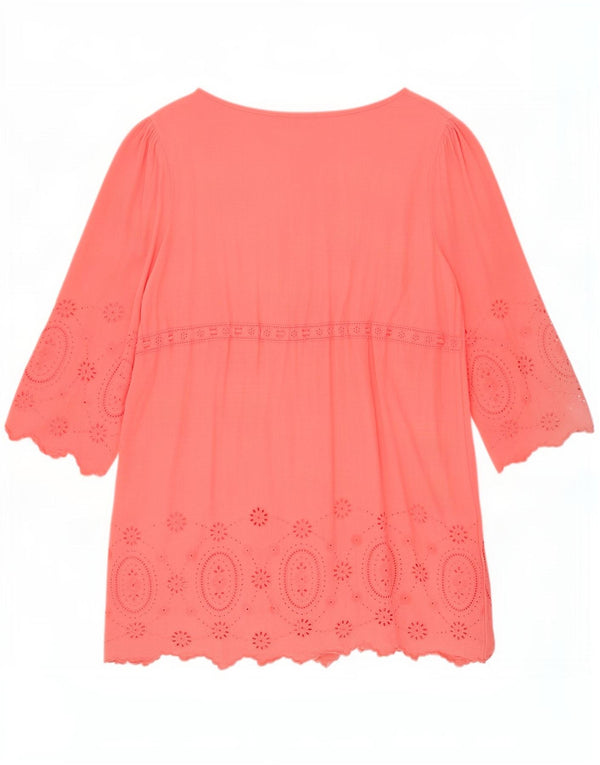 Ghost Abito tunica da donna con maniche a 3/4 UK 16 Large Pink Floral Viscose