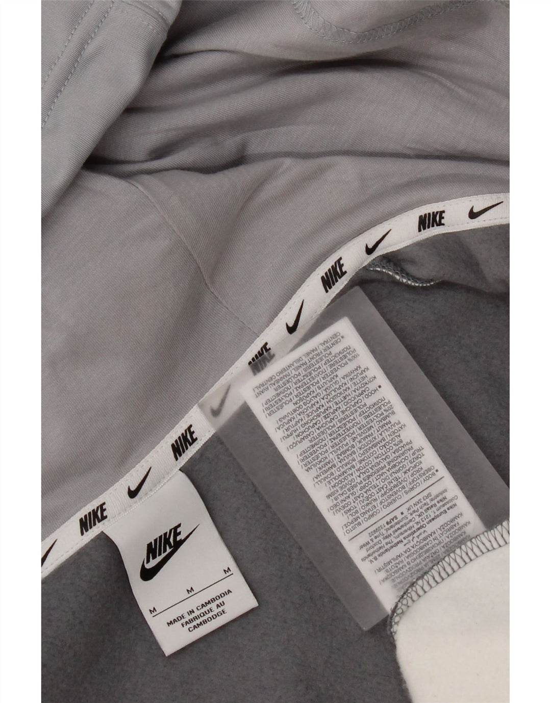 Felpa con cappuccio e zip grafica Nike da uomo in cotone color block grigio medio