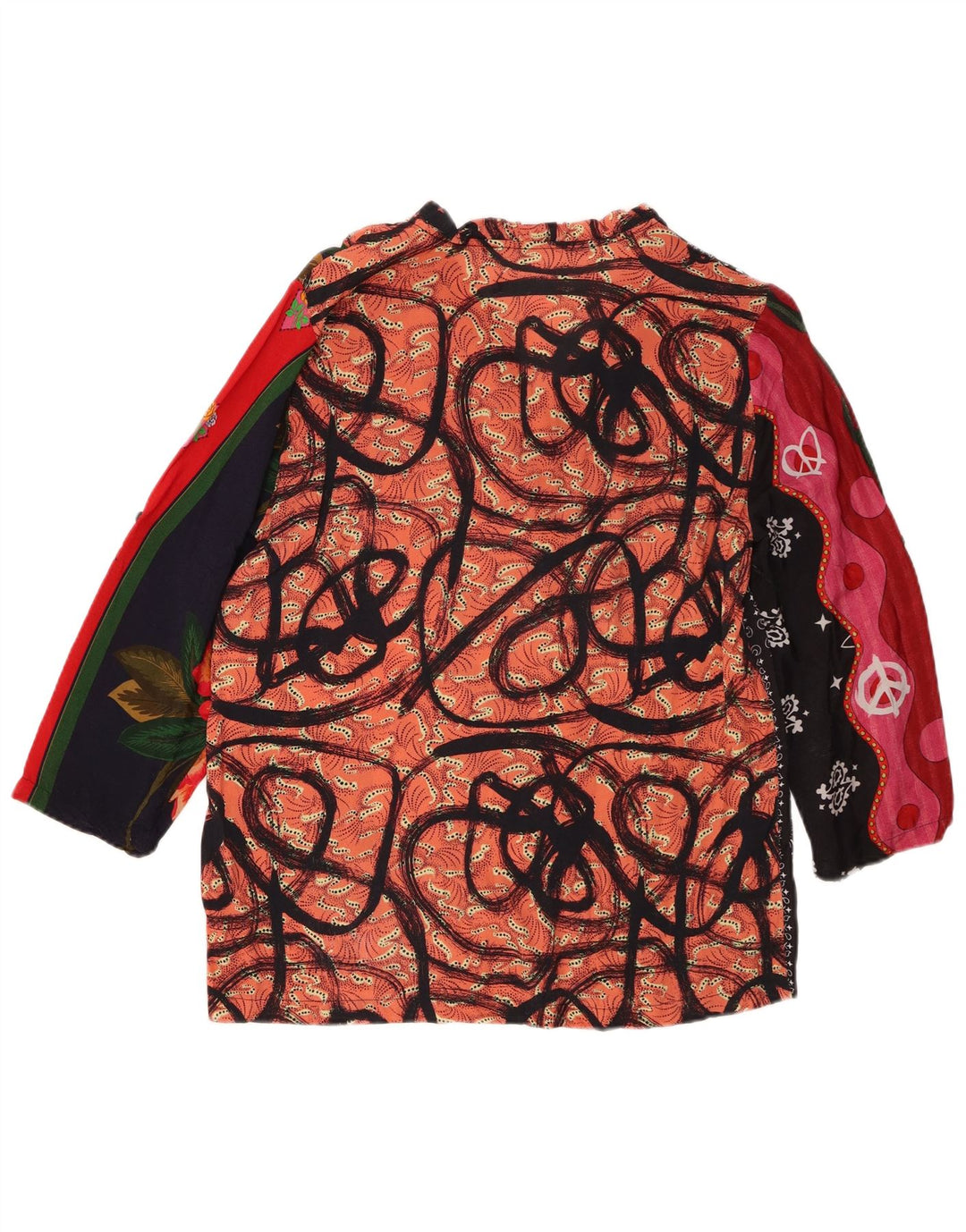 Desigual Camicetta da donna con maniche a 3/4 Top UK 18 XL Patchwork multicolore
