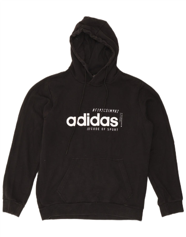 Felpa con cappuccio grafica da uomo Adidas, cotone medio nero