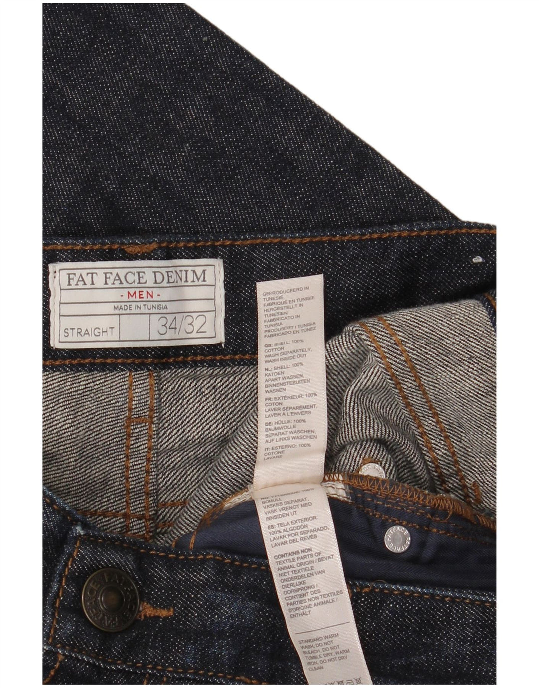 Jeans dritti da uomo Fat Face W34 L32 cotone blu