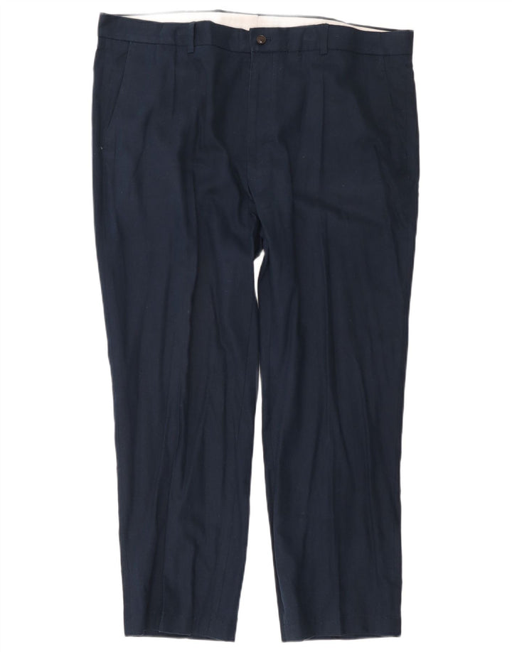 Pantaloni chino regolari da uomo Marks & Spencer W40 L31 lino blu navy