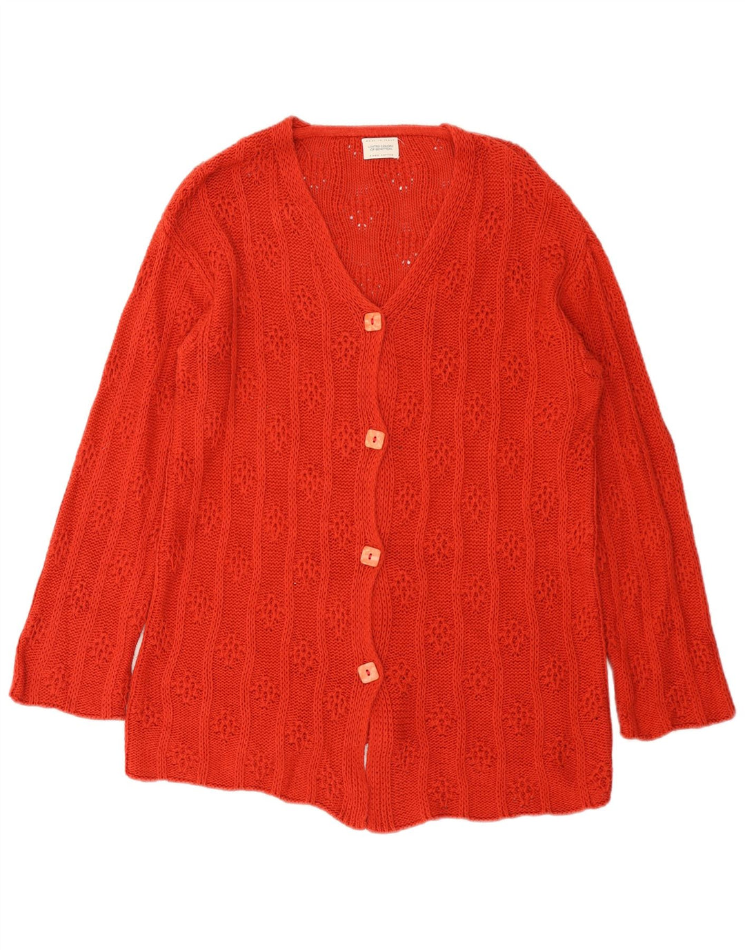 Maglione cardigan oversize da donna Benetton UK 10 piccolo cotone rosso