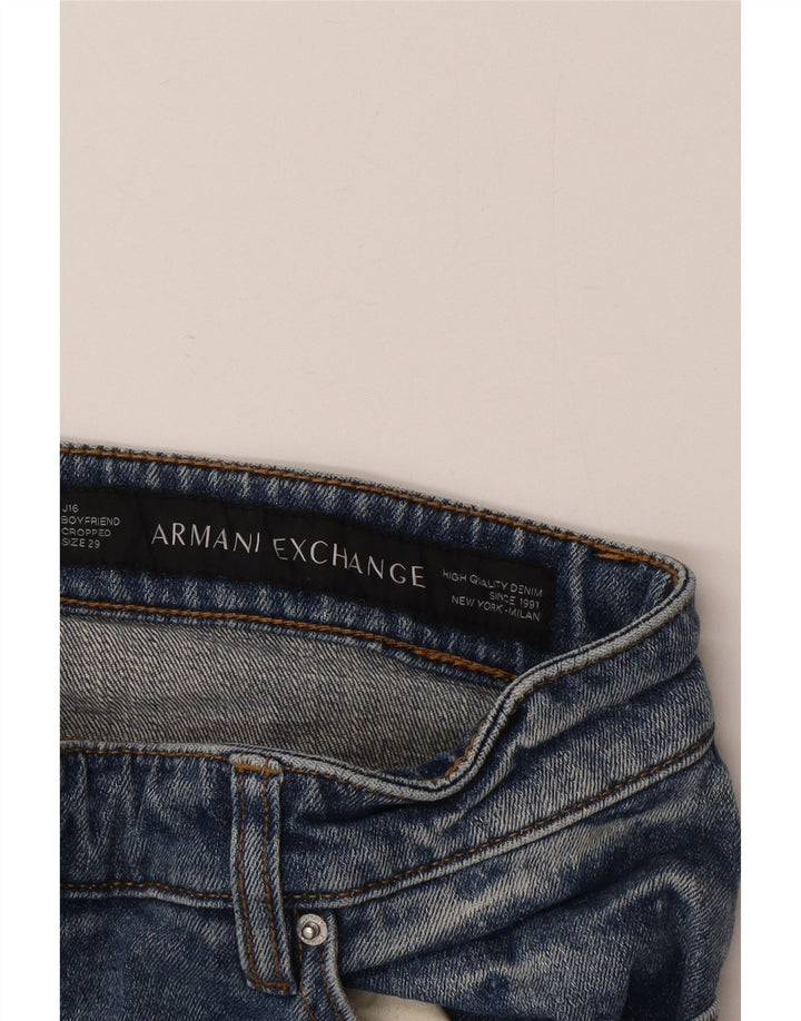 Armani Exchange Uomo Boyfriend Jeans Cropped Distressed W29 L25 Blu