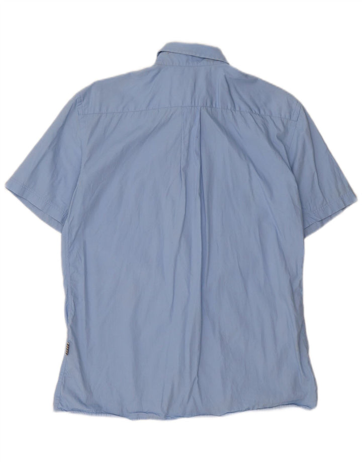 Camicia a maniche corte da uomo Aquascutum in cotone blu medio