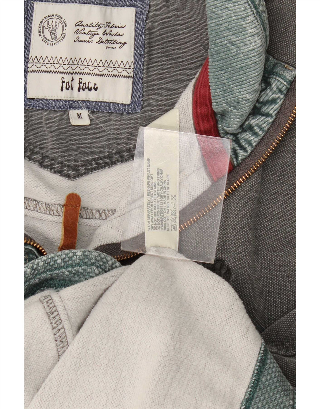 Felpa da uomo con collo con zip Fat Face Maglione in cotone grigio medio