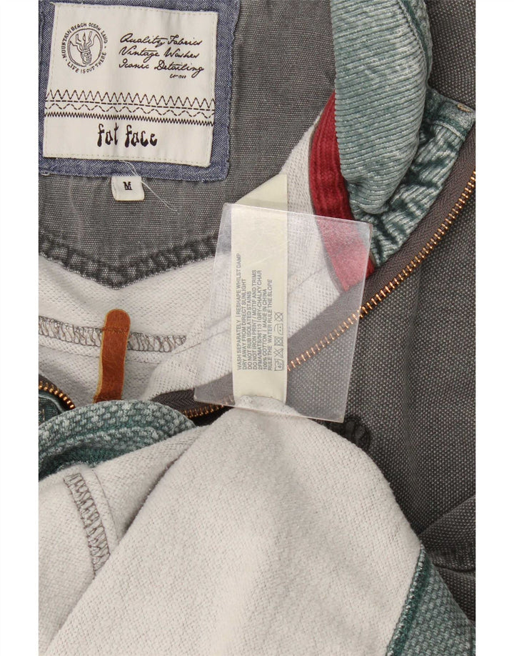 Felpa da uomo con collo con zip Fat Face Maglione in cotone grigio medio